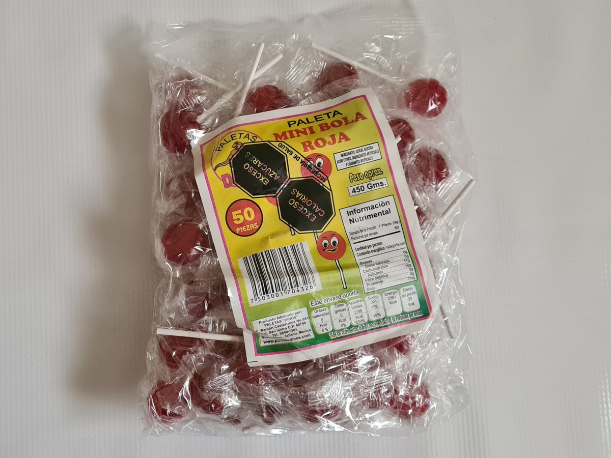 PALE MINI BOLA ROJA DINOS 50 PZ El Mundo de los Dulces