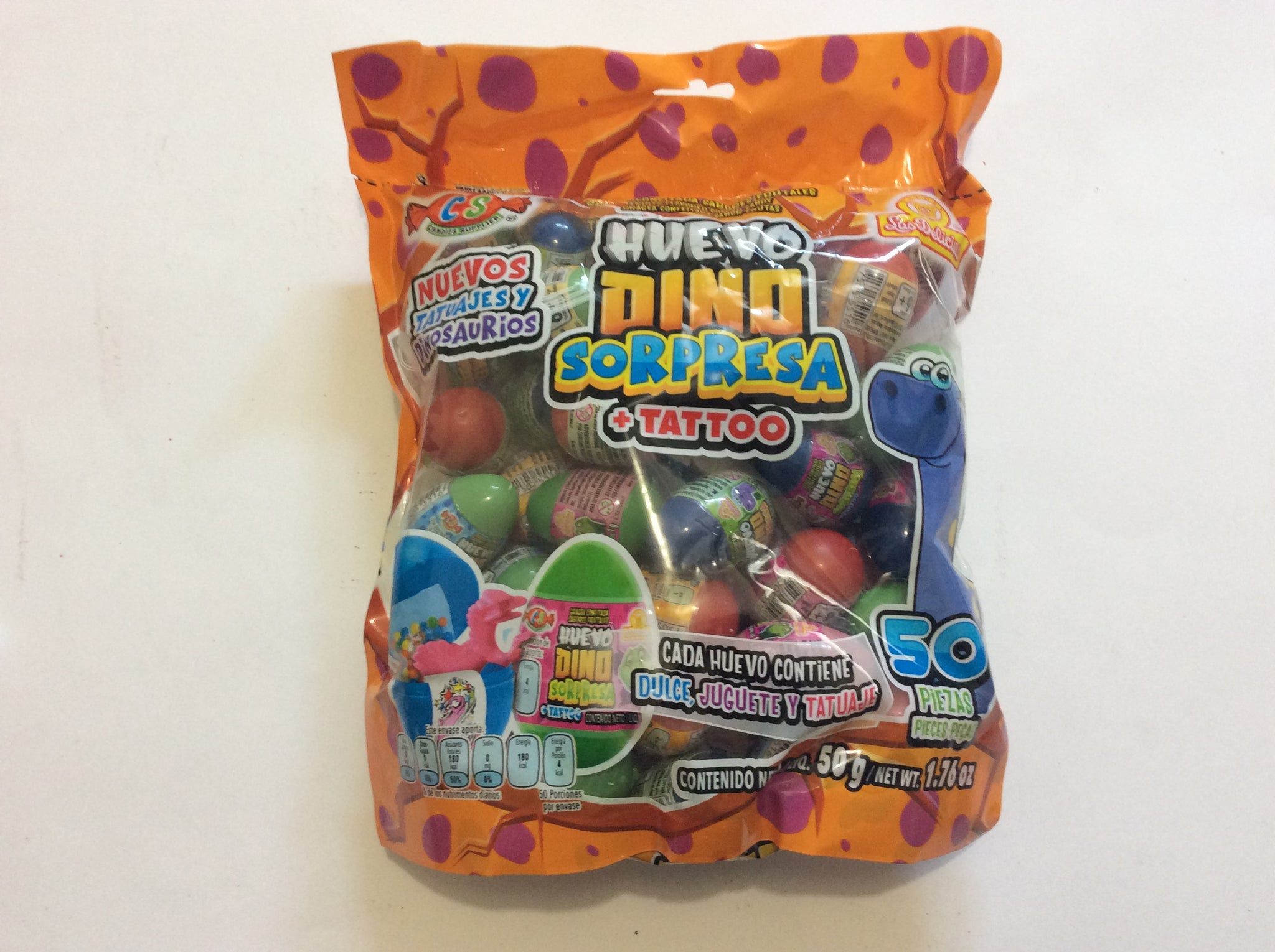 HUEVO DINO SORPRESA DELICIAS 50 PZ – El Mundo de los Dulces