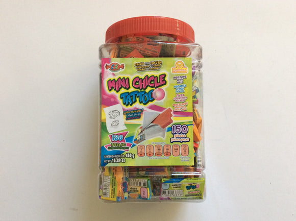 MINI CHICLE TATTOO VITROLERO DELICIAS 150 PIEZAS