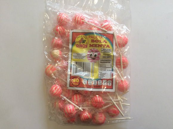 PALETA BOLA MENTA DINOS 40 PIEZAS